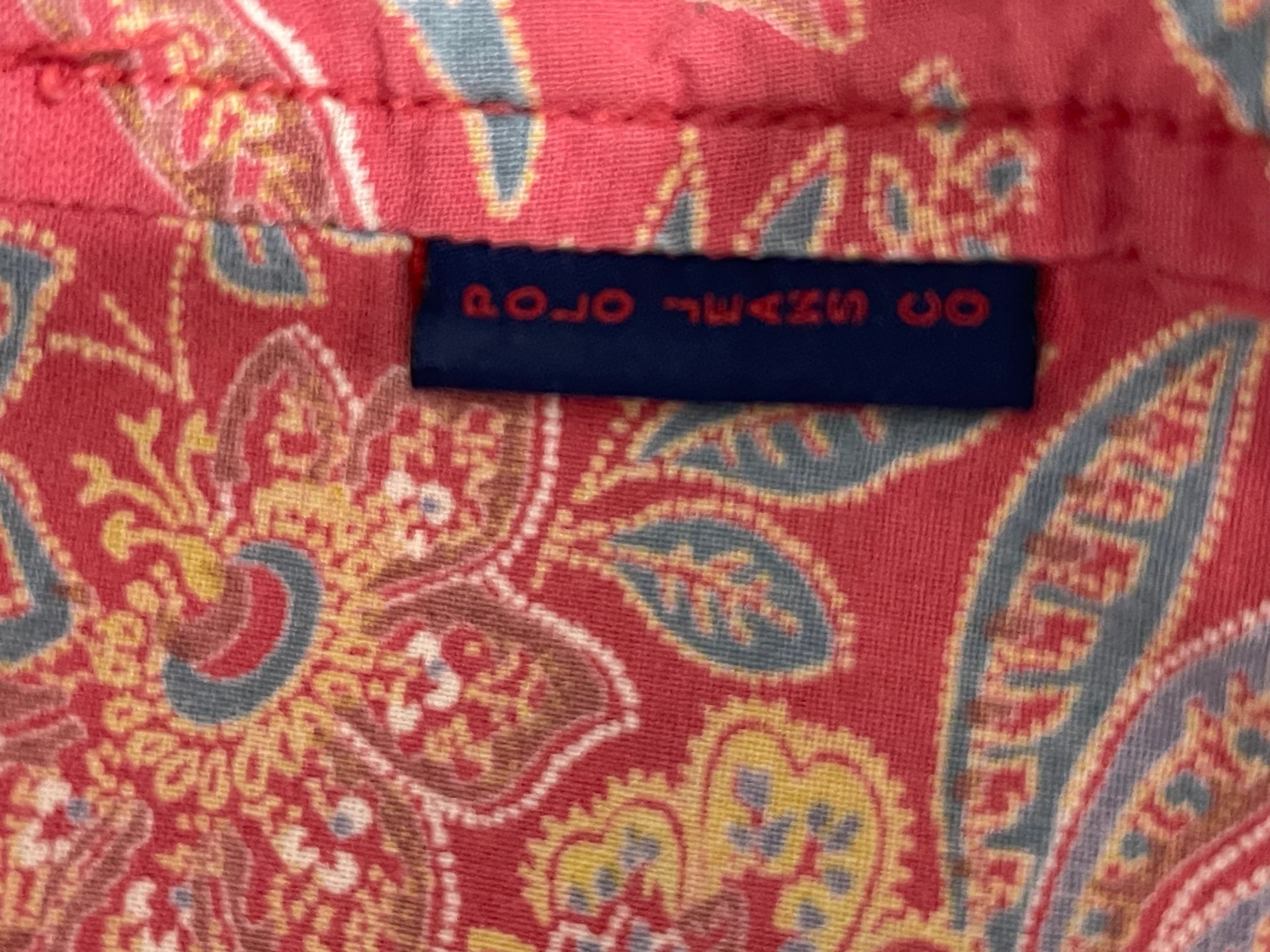 Polo Jeans Ralph Lauren Black Label Women’s Red Floral Collared Button Down L/S Shirt - Thumbnail 7