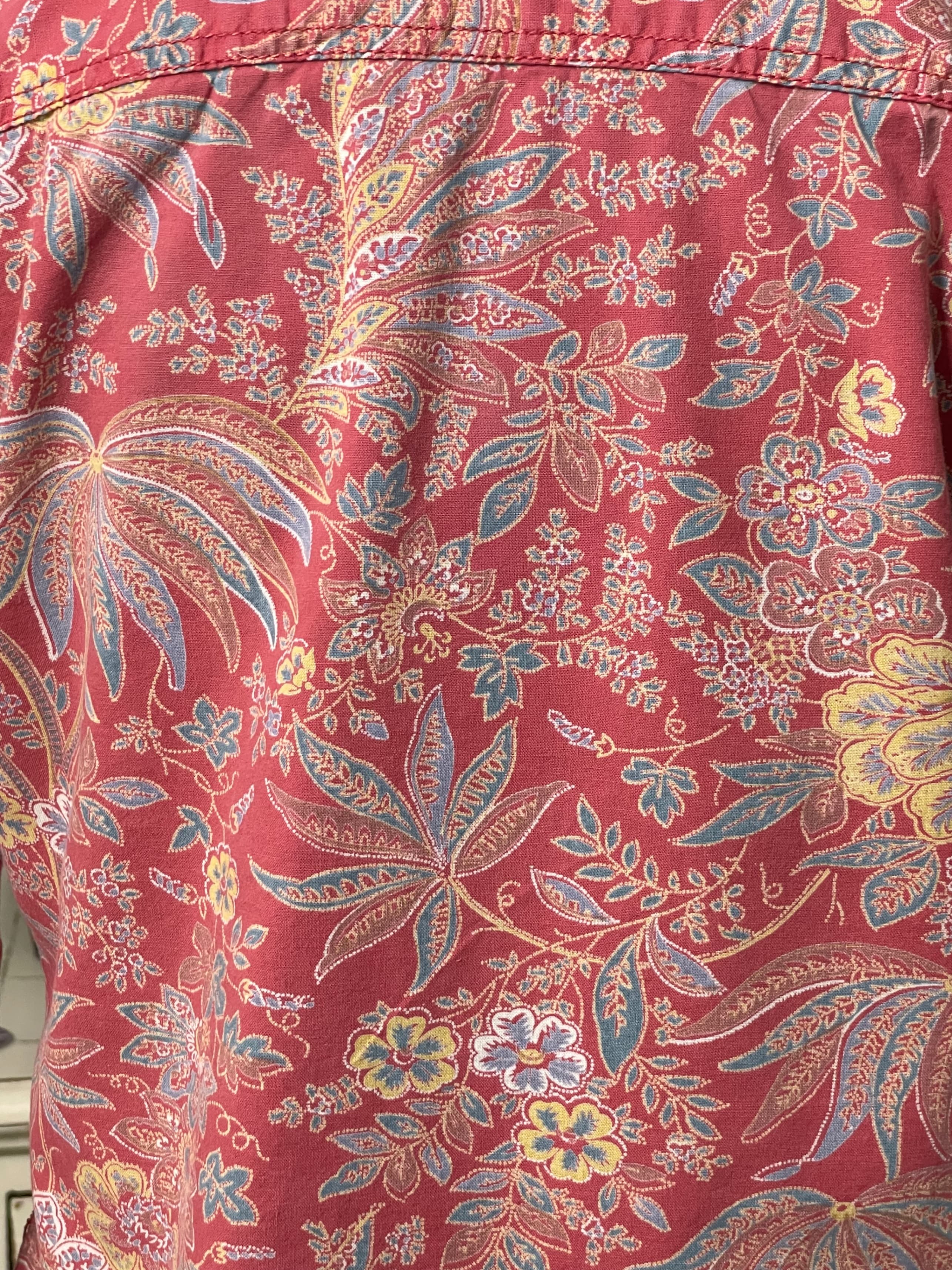 Polo Jeans Ralph Lauren Black Label Women’s Red Floral Collared Button Down L/S Shirt - Thumbnail 6