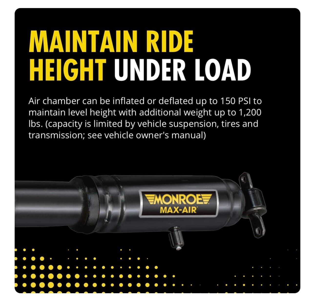Monroe Max-Air MA708 Air Adjustable Air Shock Absorber Pack of 2 for Chevrolet Camaro and others 1970-1981, - Thumbnail 3