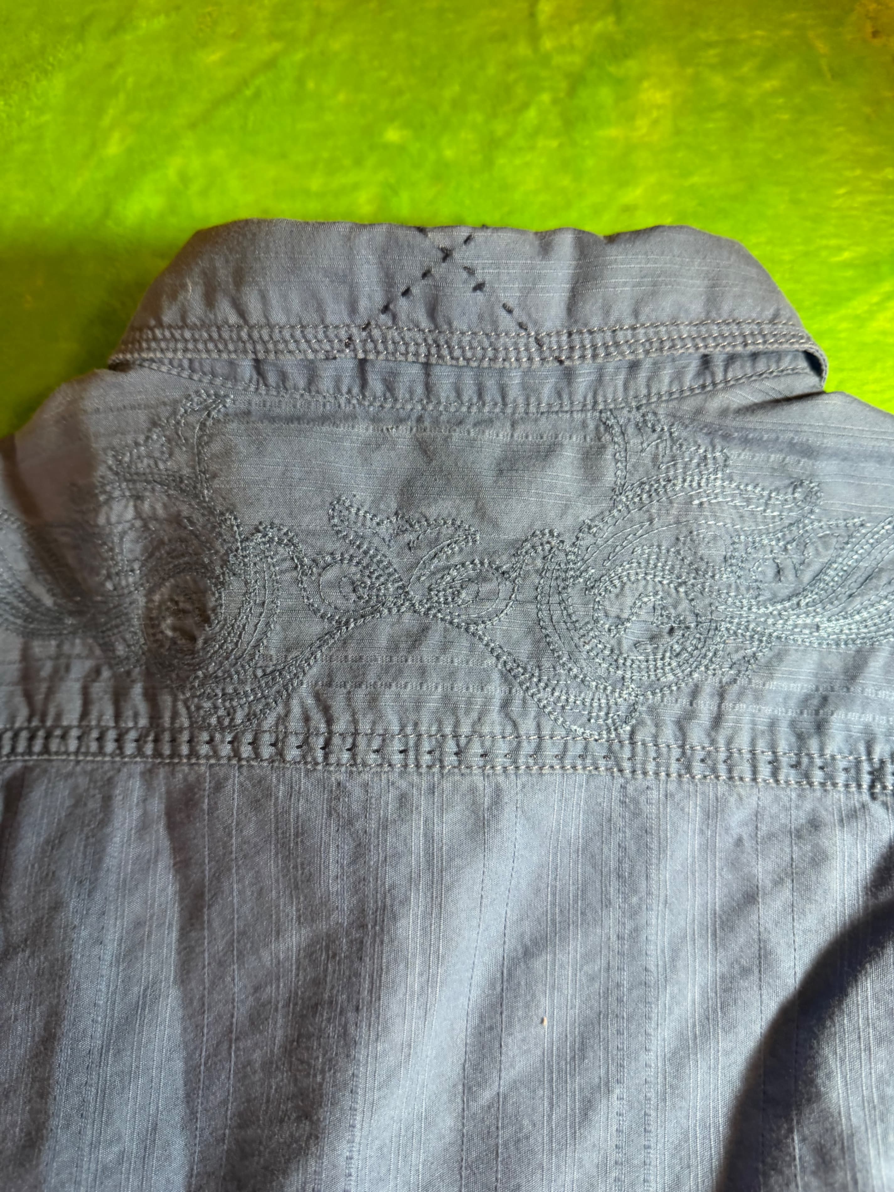 English Laundry Embroidered Western Button-Up Shirt Men's S Slate Blue Cotton - Thumbnail 8