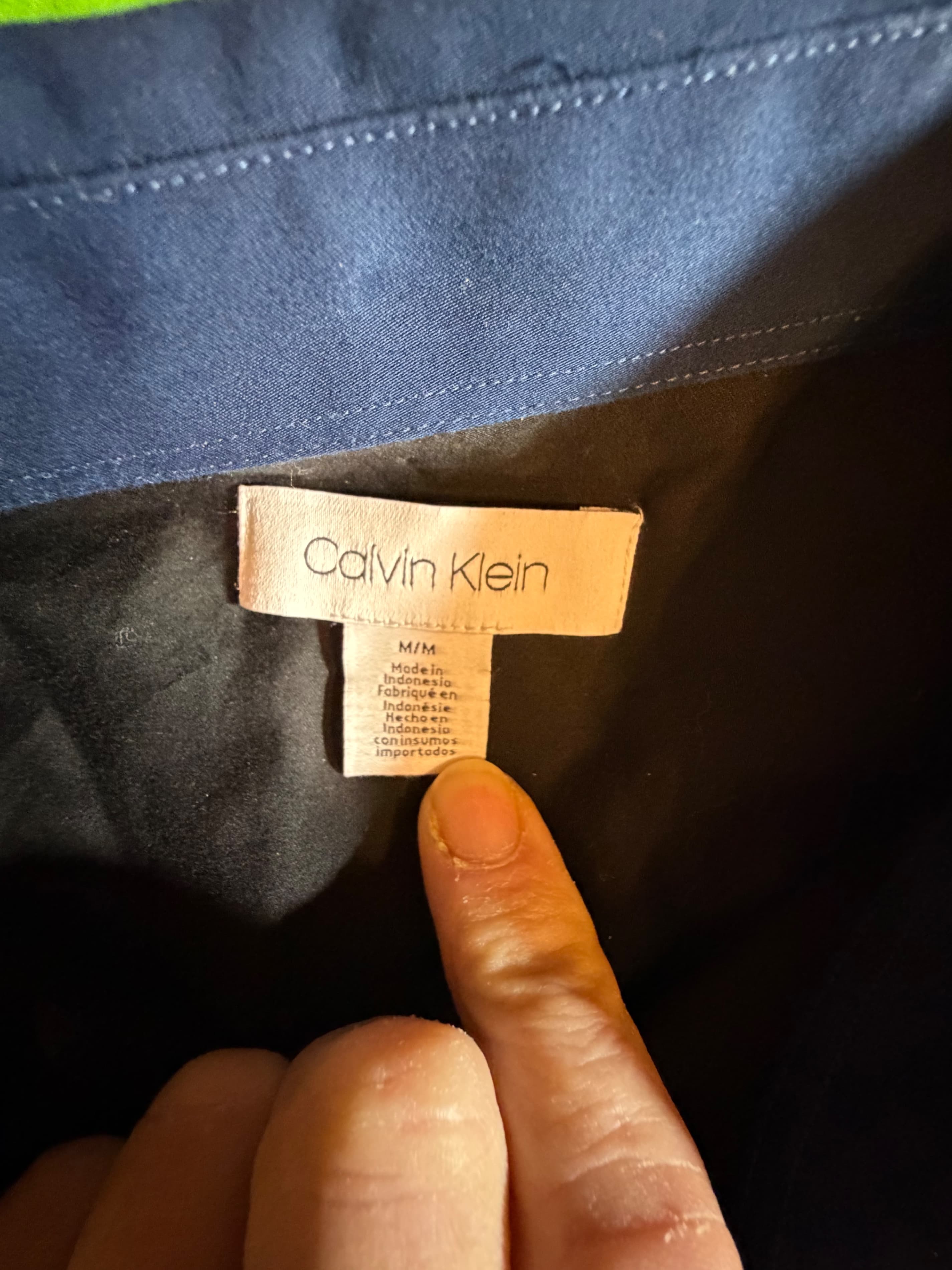 Calvin Klein Color Block Button-Up Shirt Men's M Navy Black Long Sleeve - Thumbnail 3