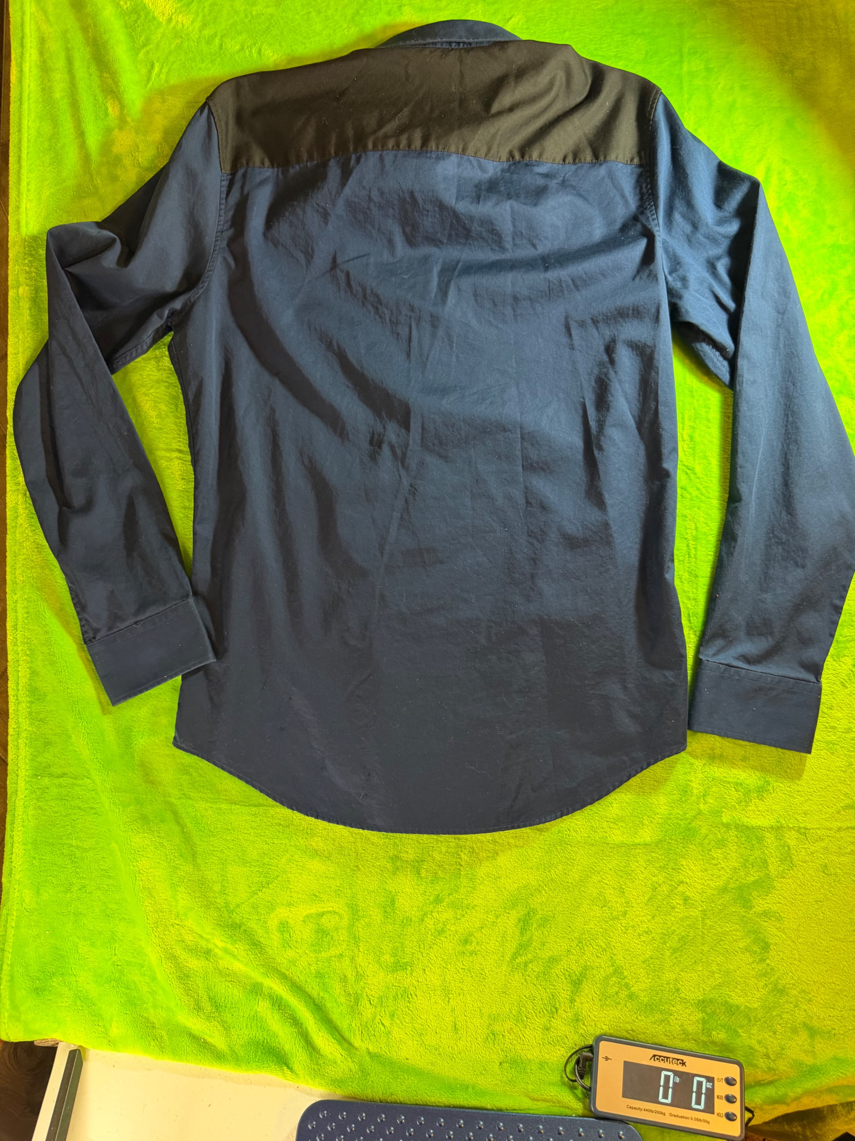 Calvin Klein Color Block Button-Up Shirt Men's M Navy Black Long Sleeve - Thumbnail 2