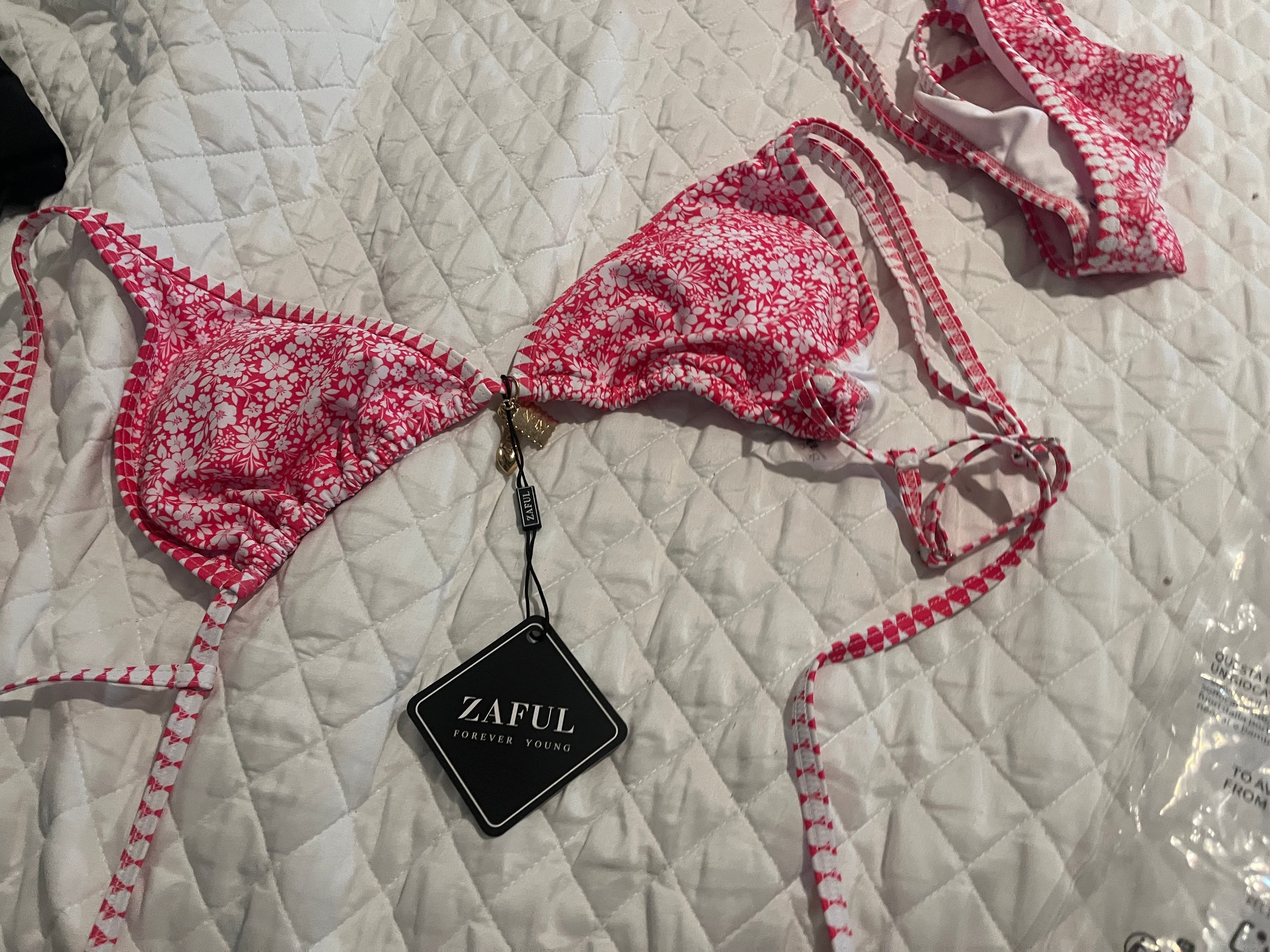 Zaful Red Floral 2 Piece Bikini Set Size M - Thumbnail 6