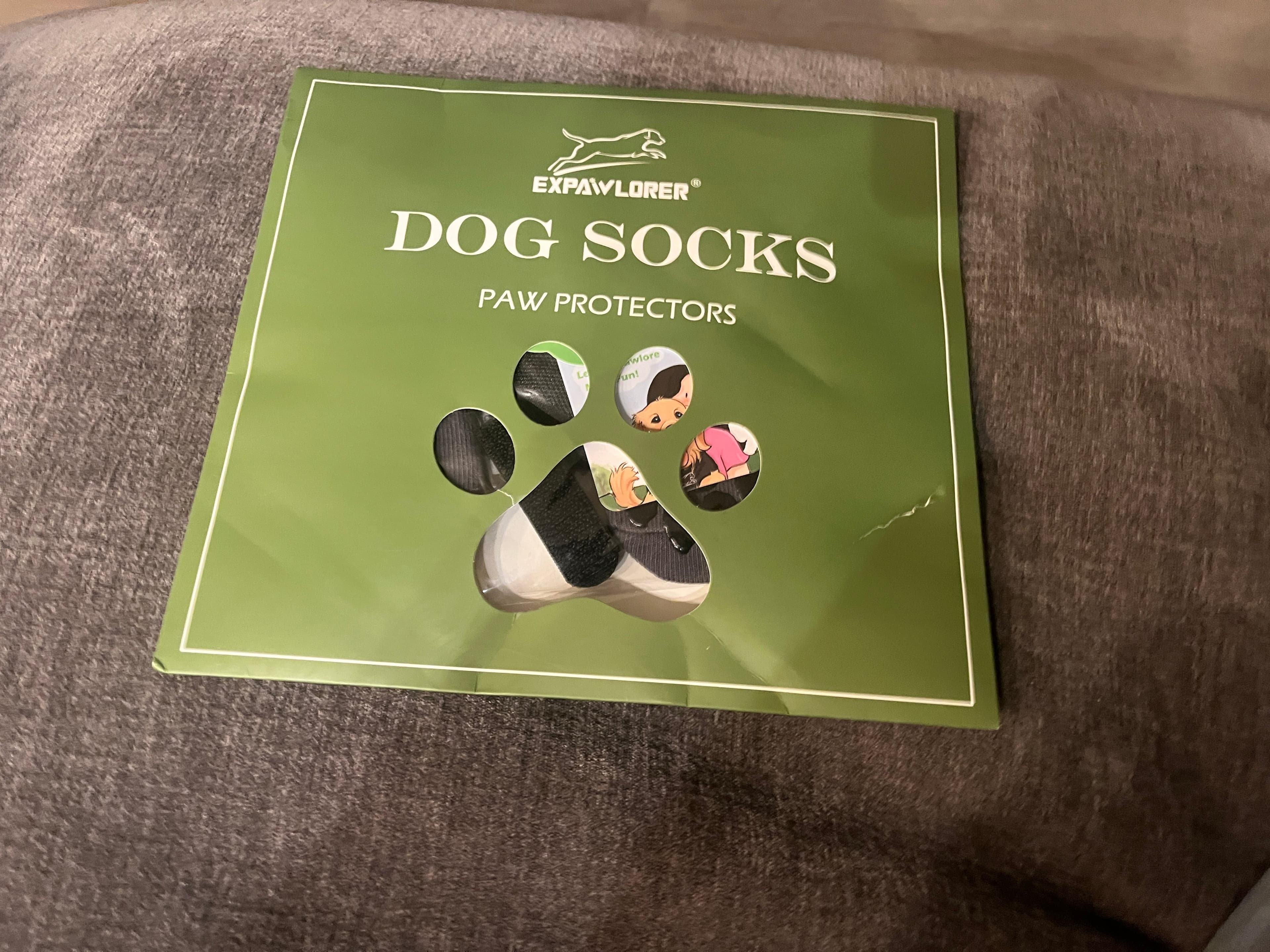 Gray EXPAWLORER Dog Socks Size M Non-Slip - Thumbnail 4