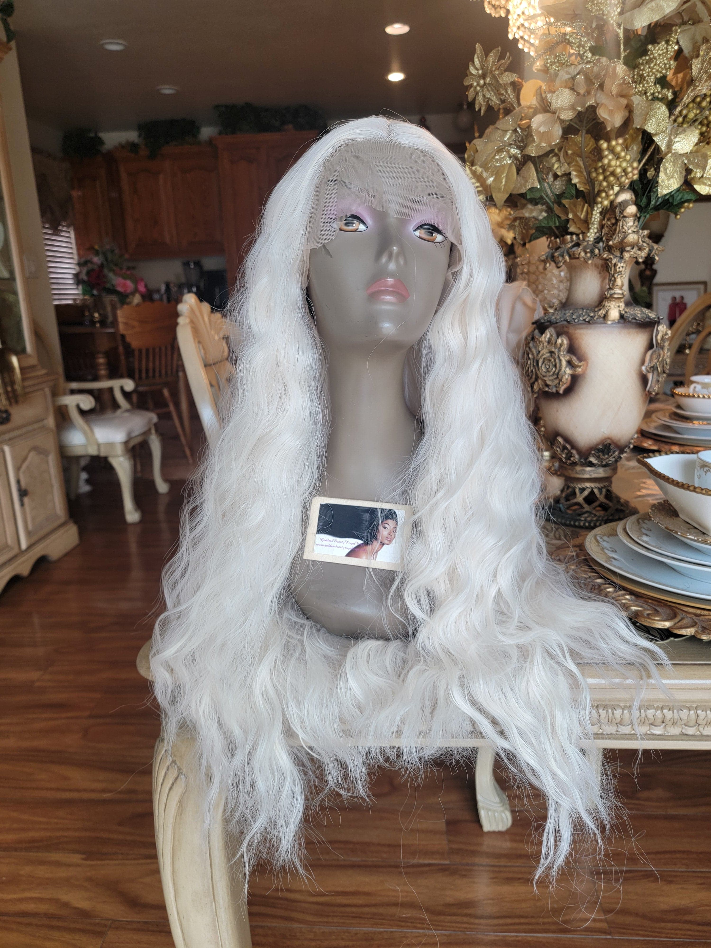 White Blonde Lace Front Wig - Thumbnail 4