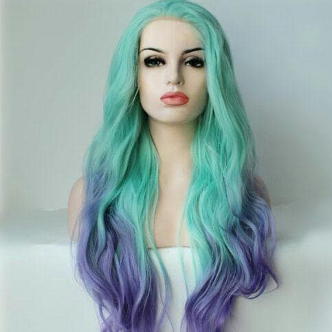 Green Purple Lace Front Wig