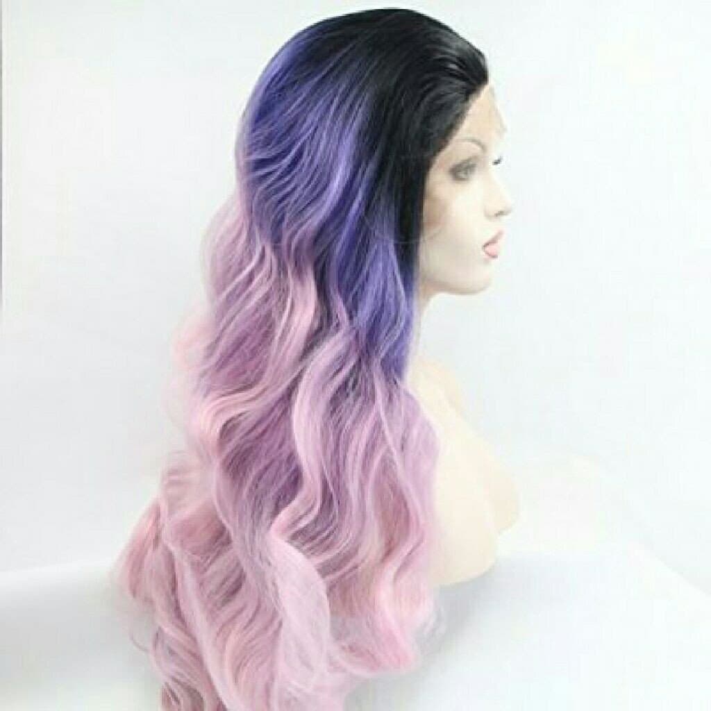 Blonde Ombre Pink Puple Lace Front Wig - Thumbnail 2