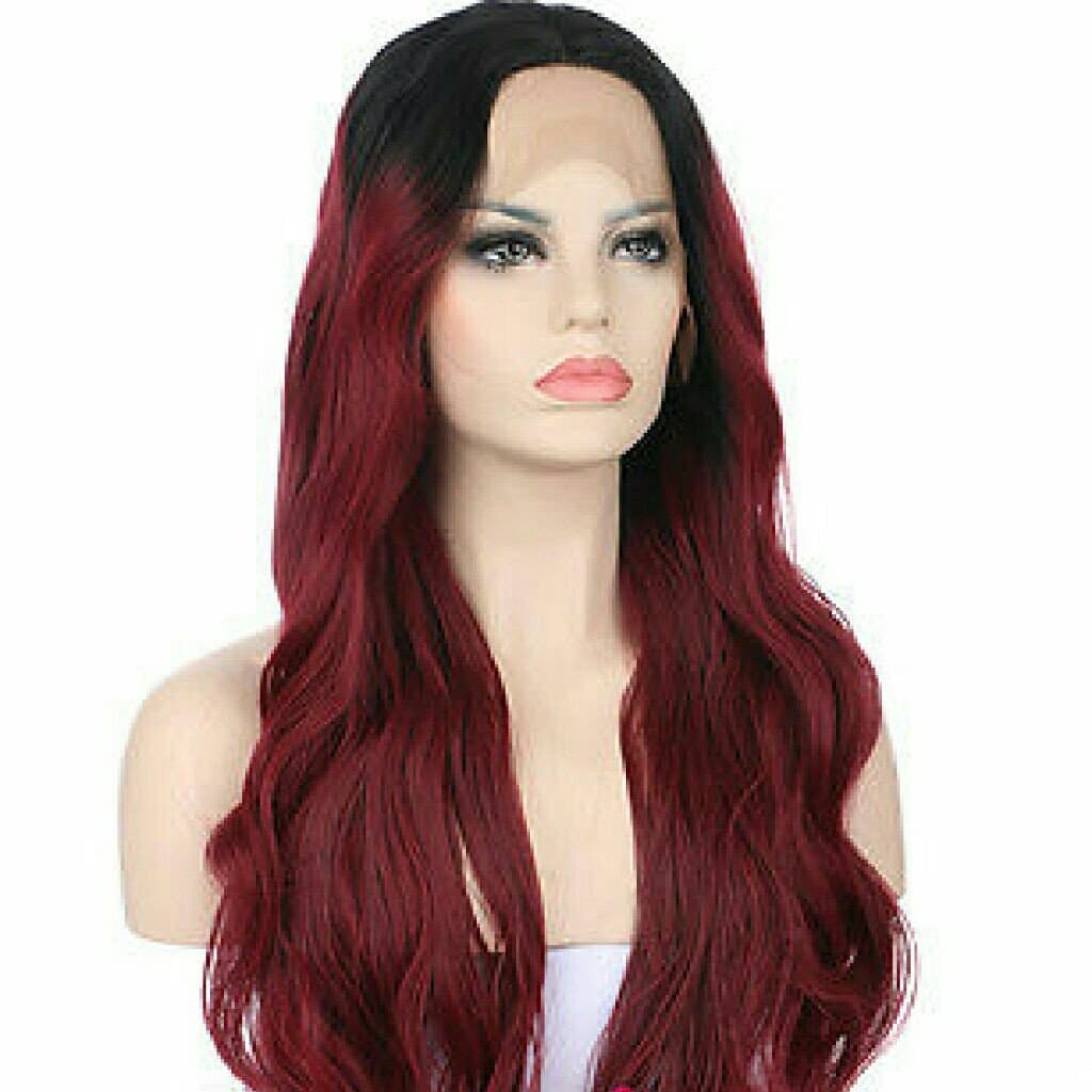 Black Burgundy Ombre Lace Front Wig