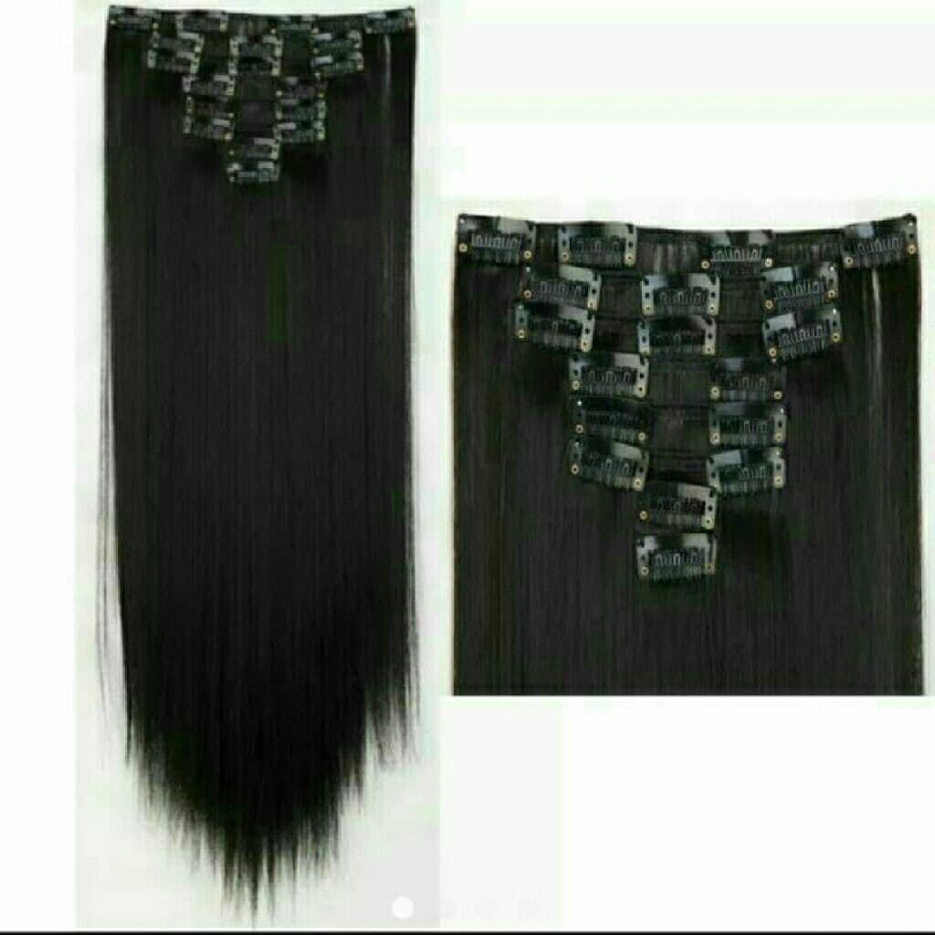 Black Full Head Clip In Extension!! - Thumbnail 4