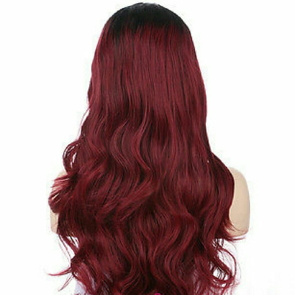 Black Burgundy Ombre Lace Front Wig - Thumbnail 3