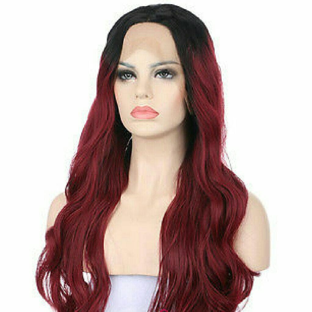 Black Burgundy Ombre Lace Front Wig - Thumbnail 2