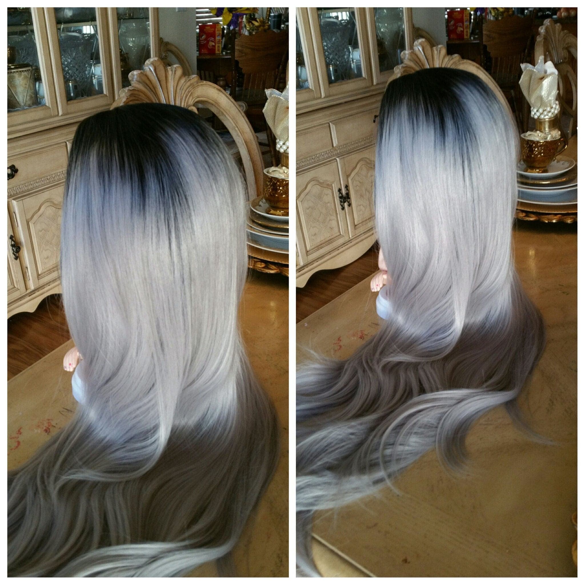 Black Gray Ombre Lace Front Wig