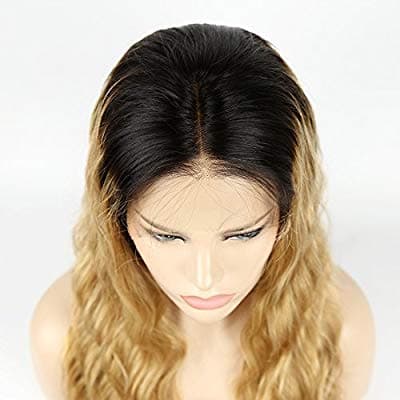 Brazilian Virgin Hair Loose Wave Ombre 1B/27 Glueless Human Hair Wigs With Baby Hair for Women 14 inch - Thumbnail 3