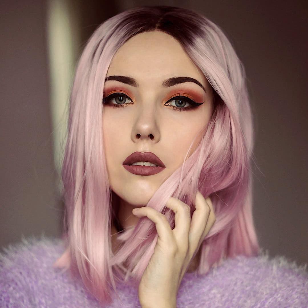 Ombre Black Pink Lace Front Wig - Thumbnail 3