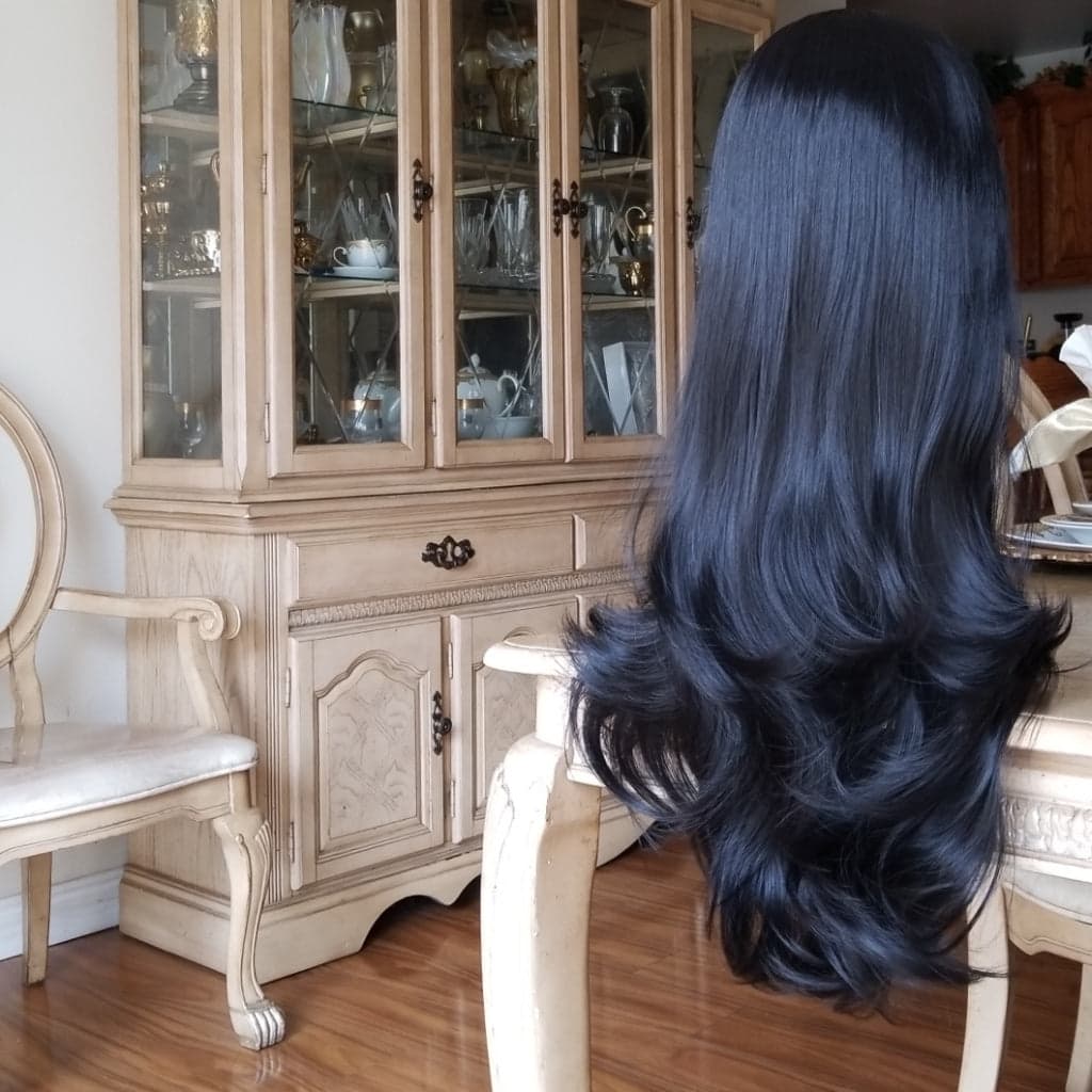 Layered Straight Black Bodywave Lace Front Wig 22-24 inches!! - Thumbnail 16