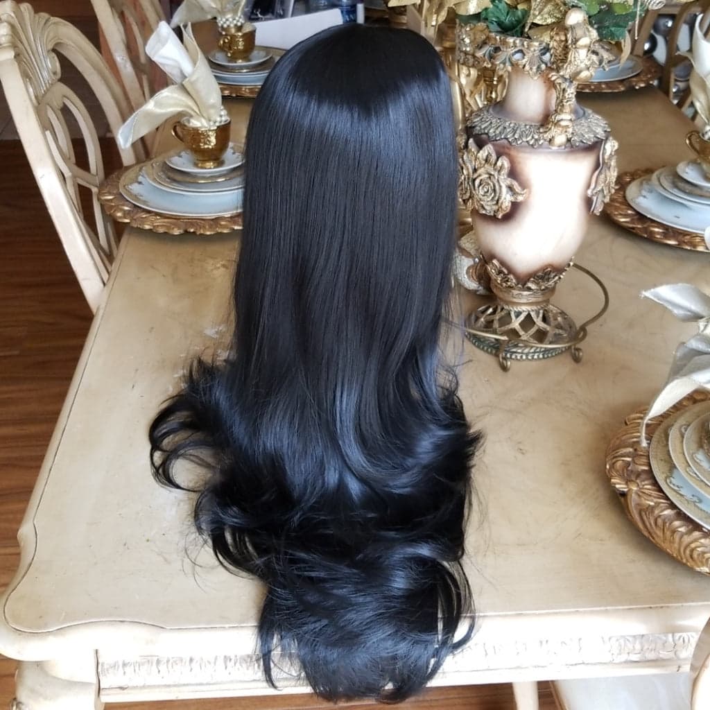 Layered Straight Black Bodywave Lace Front Wig 22-24 inches!! - Thumbnail 10