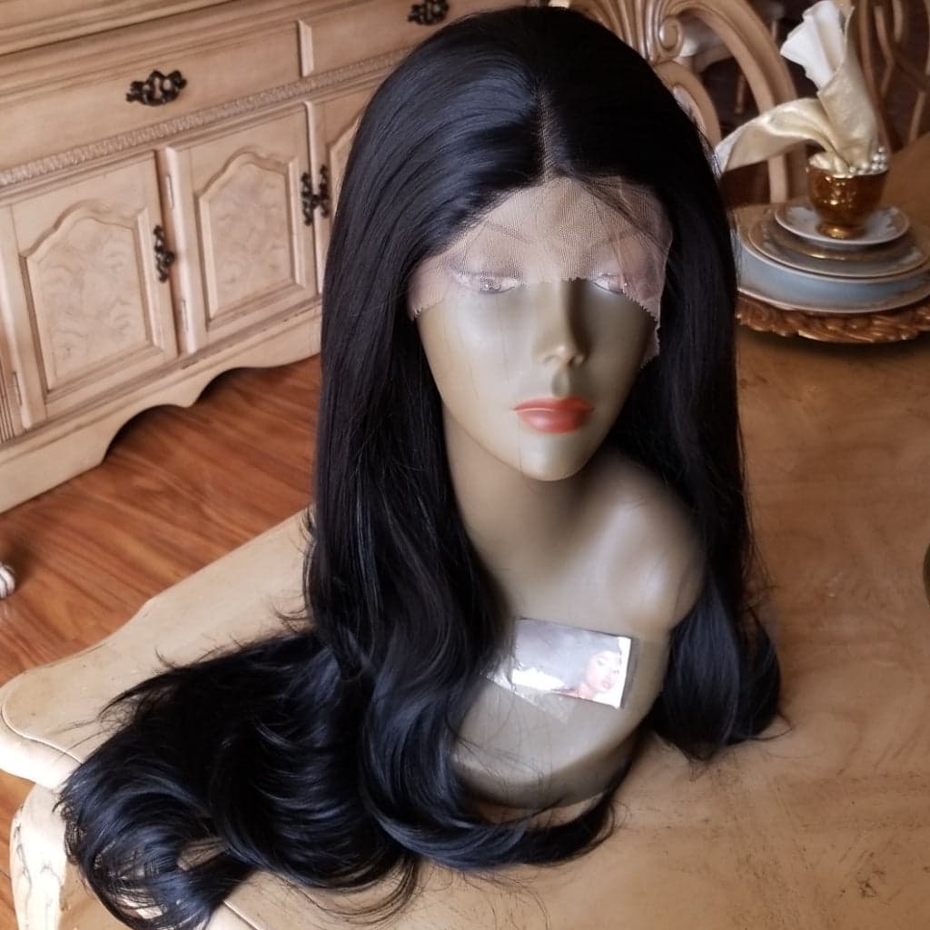 Layered Straight Black Bodywave Lace Front Wig 22-24 inches!! - Thumbnail 12