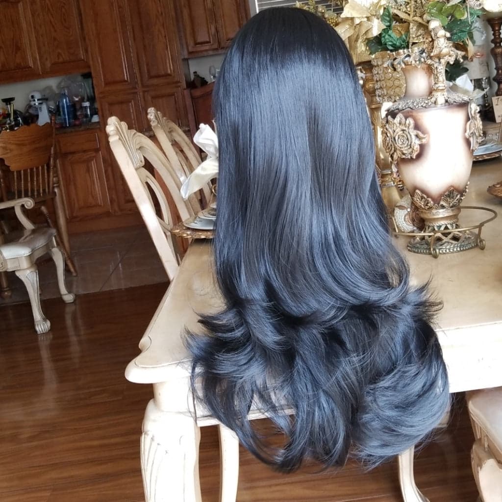 Layered Straight Black Bodywave Lace Front Wig 22-24 inches!! - Thumbnail 3