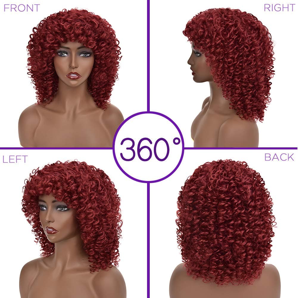 Red Afro Kinky Curly Lace Front Wig - Thumbnail 2