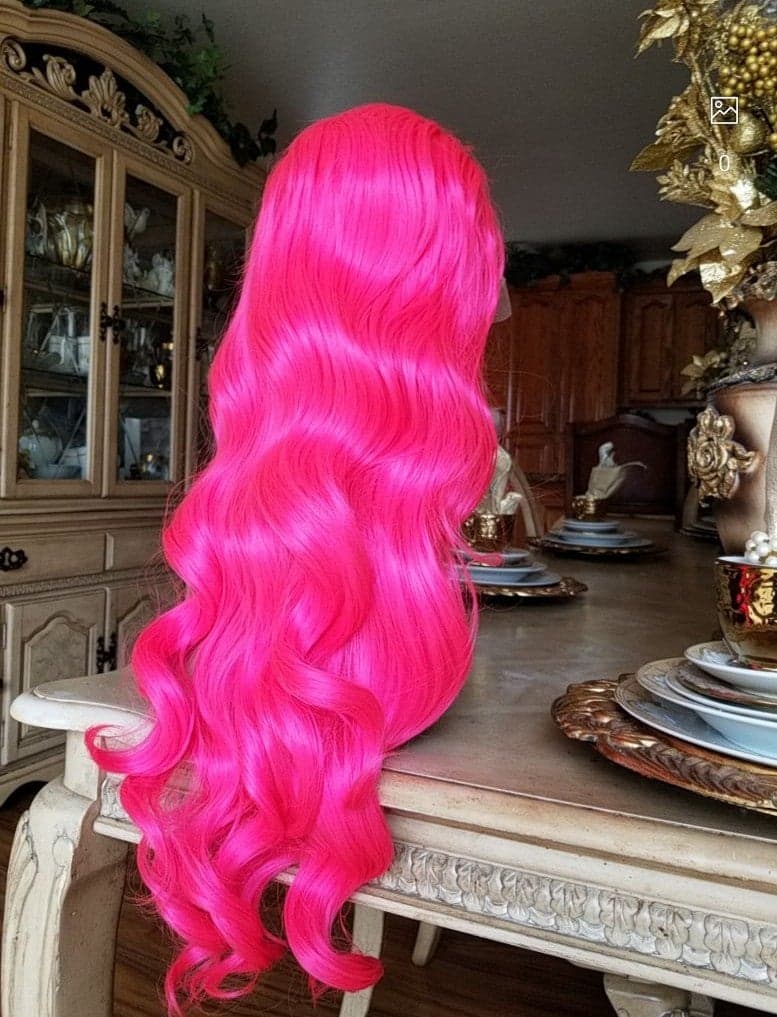 Hot Pink Beauty Wavy Lace Front Wig - Thumbnail 4