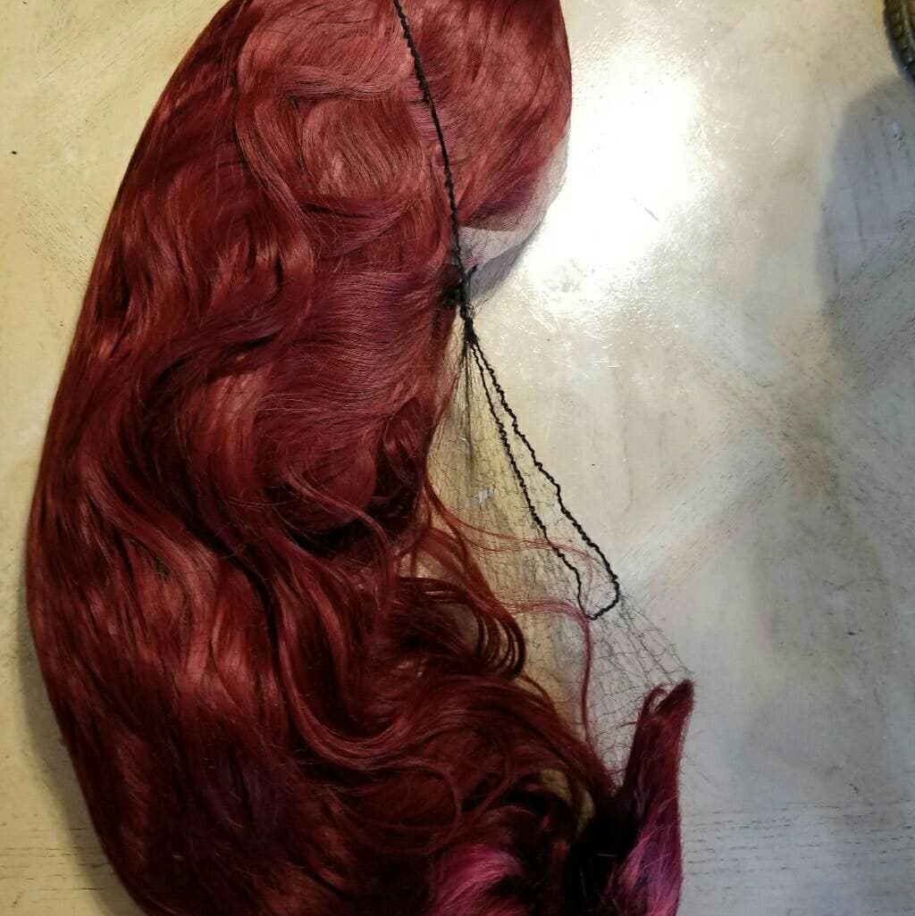 Dark Red Beauty Lace Front Wig - Ombre Turquoise - Thumbnail 5