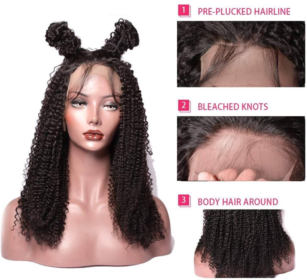 Black Curly// Human Hair/ Lace Front Wigs// Mongolian// Curly// Brazilian Remy//Wig//Glueless// Lacewig - Black / 8 - Thumbnail 5
