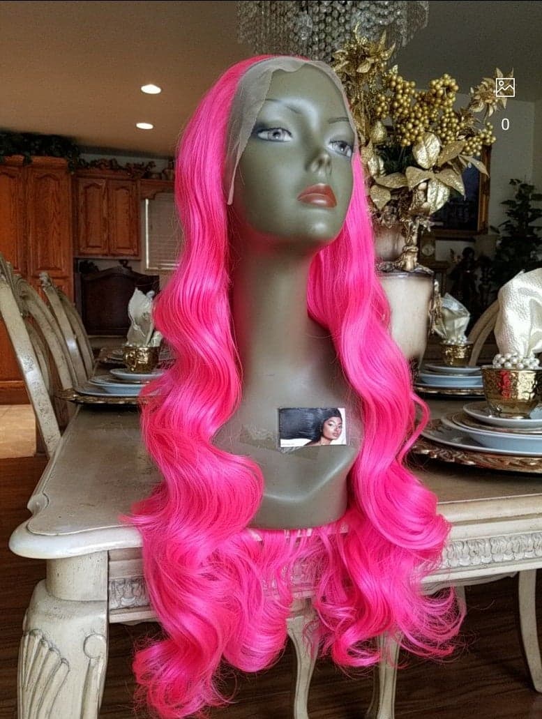 Hot Pink Beauty Wavy Lace Front Wig - Thumbnail 8
