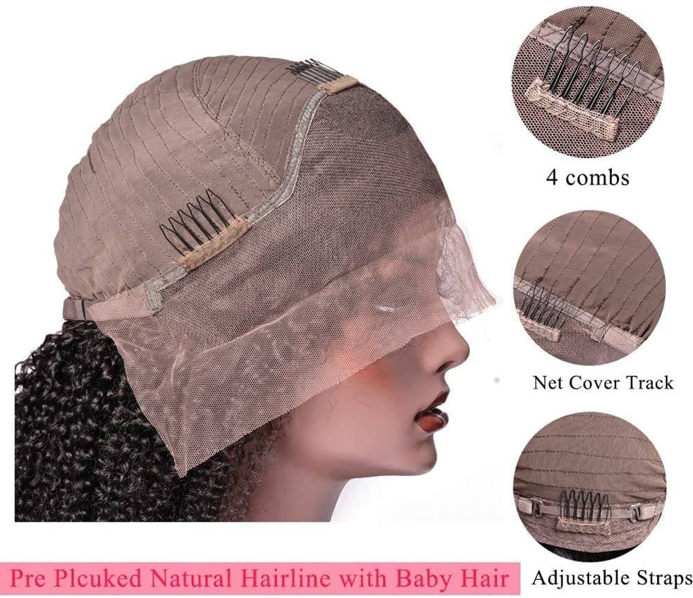 Black Curly// Human Hair/ Lace Front Wigs// Mongolian// Curly// Brazilian Remy//Wig//Glueless// Lacewig - Black / 14 - Thumbnail 4