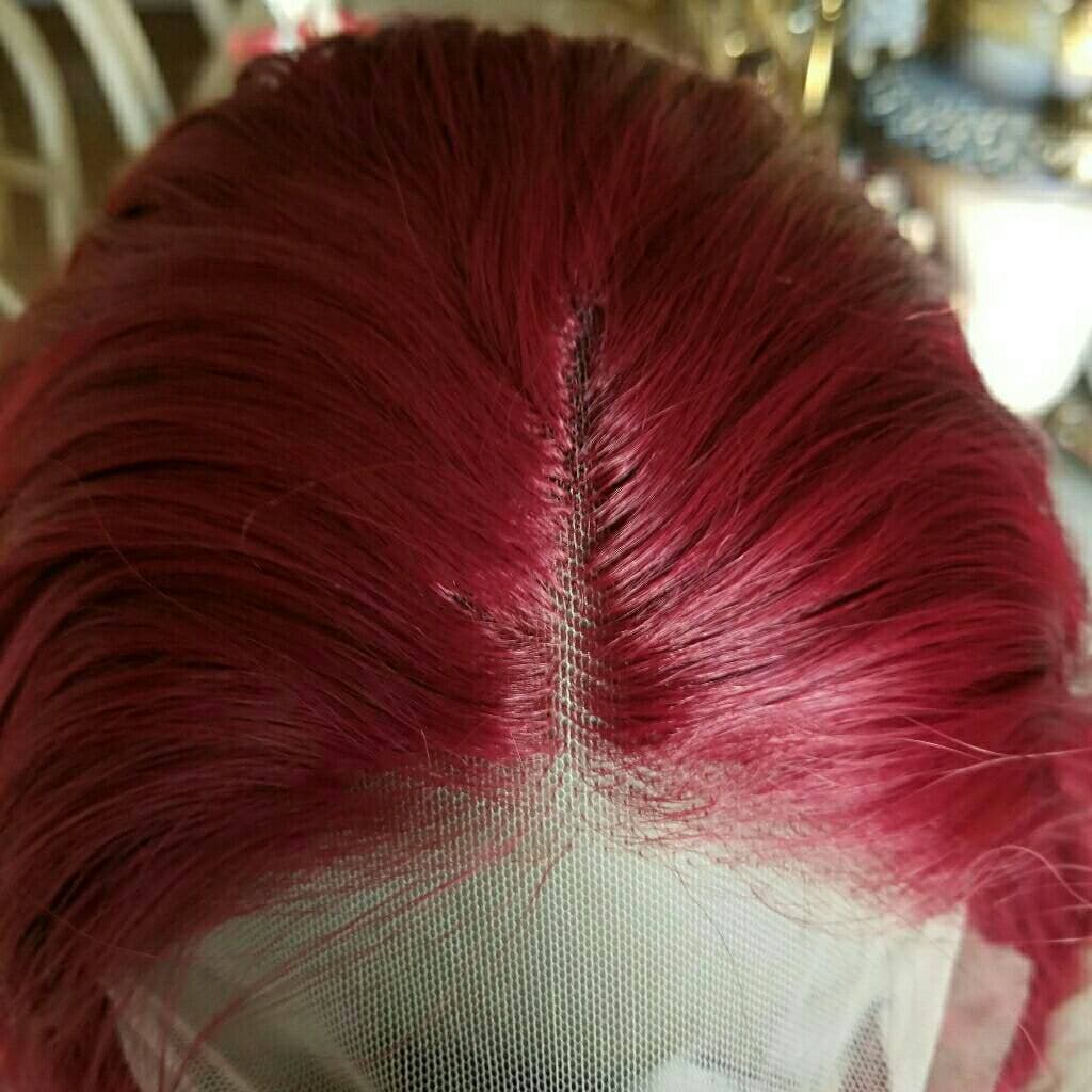 Dark Red Beauty Lace Front Wig - Ombre Turquoise - Thumbnail 2