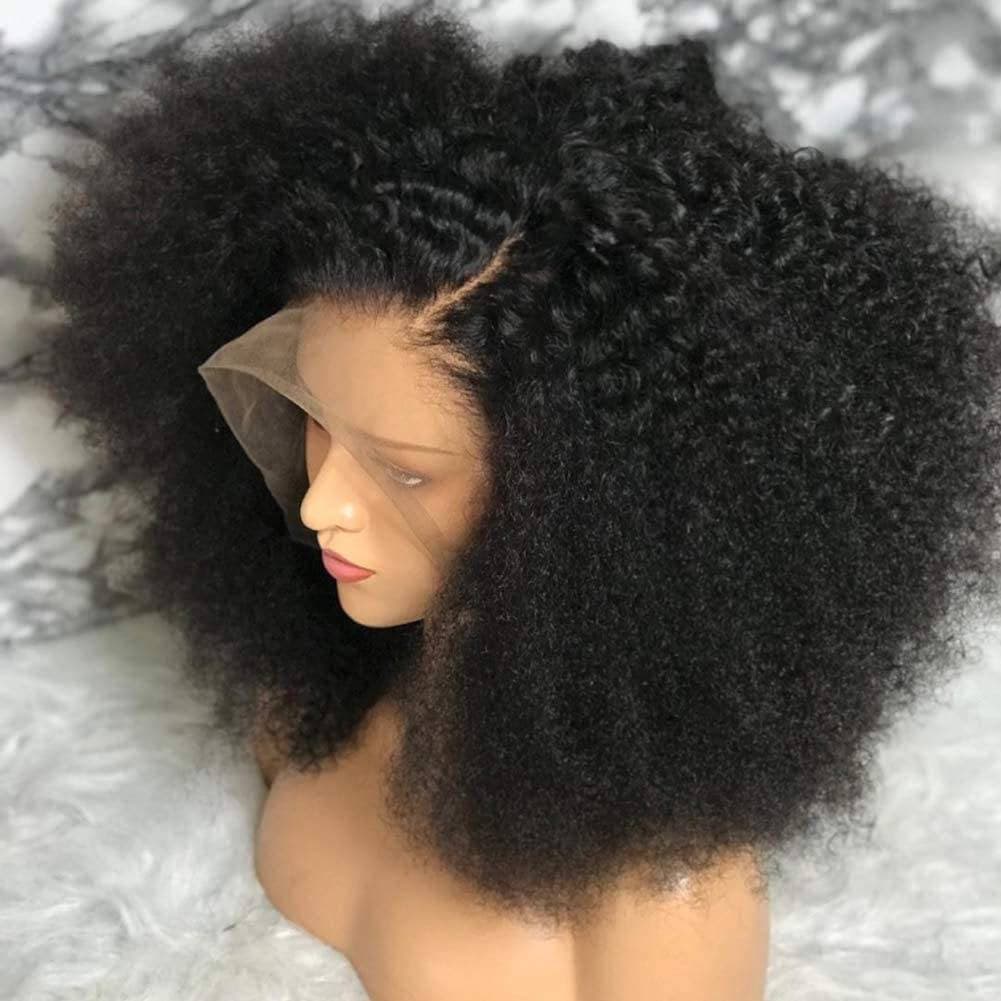 Black Curly// Human Hair/ Lace Front Wigs// Mongolian// Curly// Brazilian Remy//Wig//Glueless// Lacewig - Black / 8 - Thumbnail 3