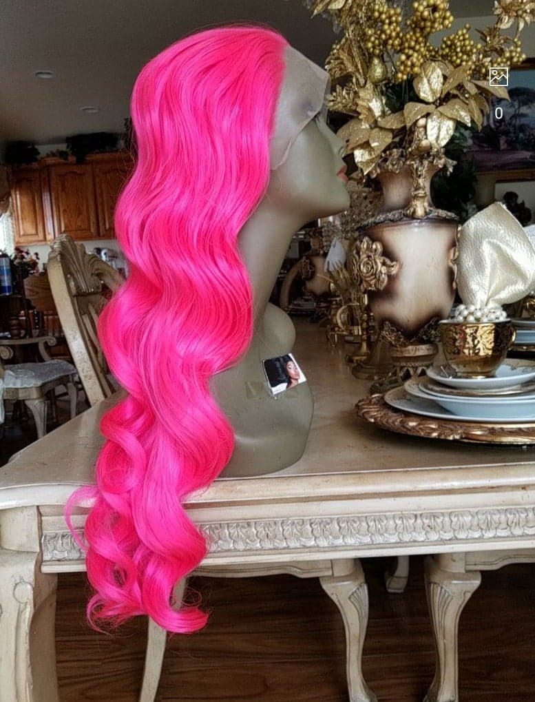 Hot Pink Beauty Wavy Lace Front Wig - Thumbnail 3