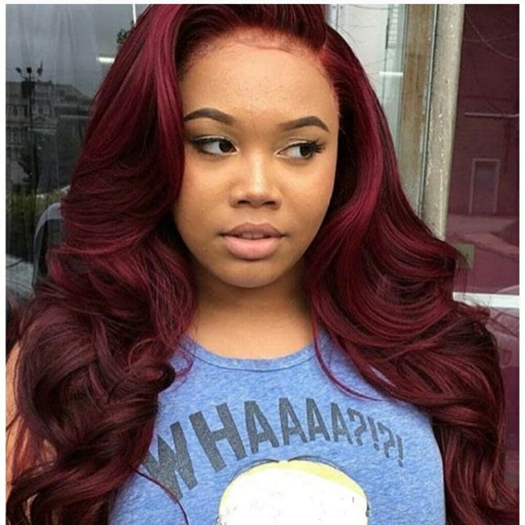 Dark Red Lace Front Wig - Thumbnail 2
