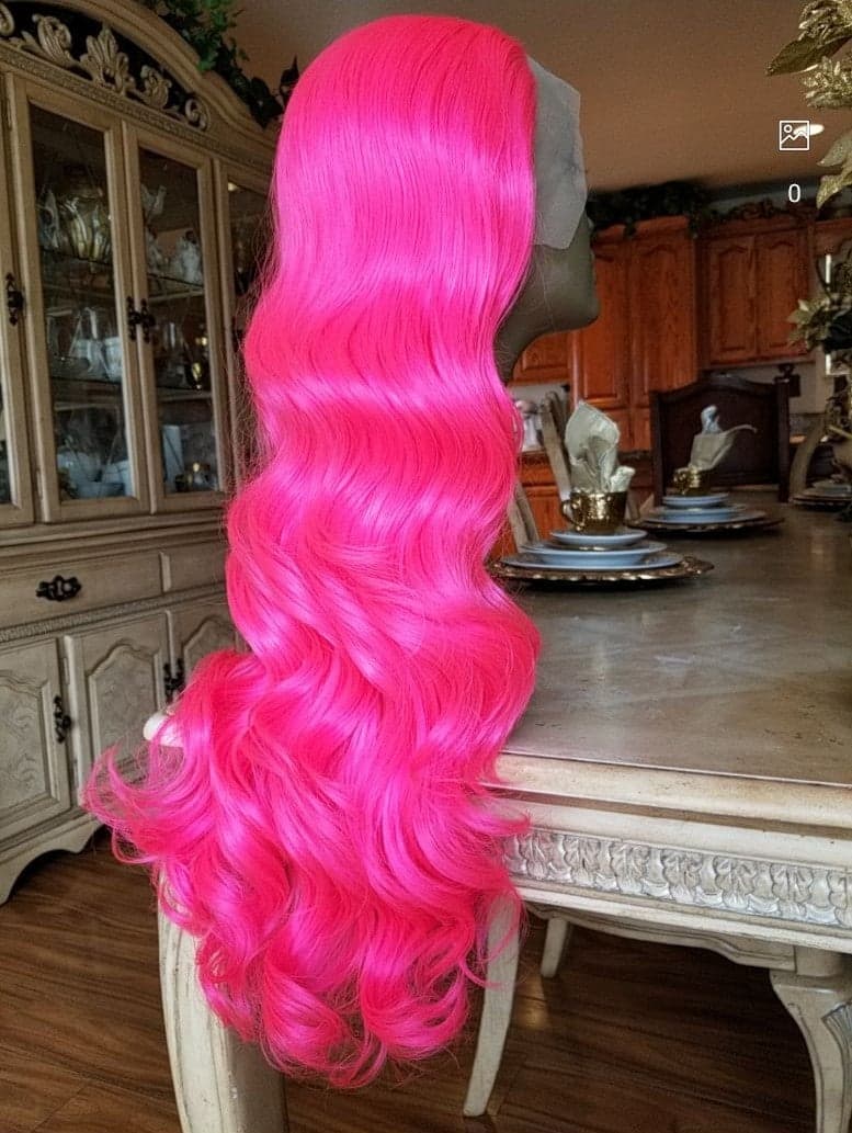 Hot Pink Beauty Wavy Lace Front Wig - Thumbnail 7