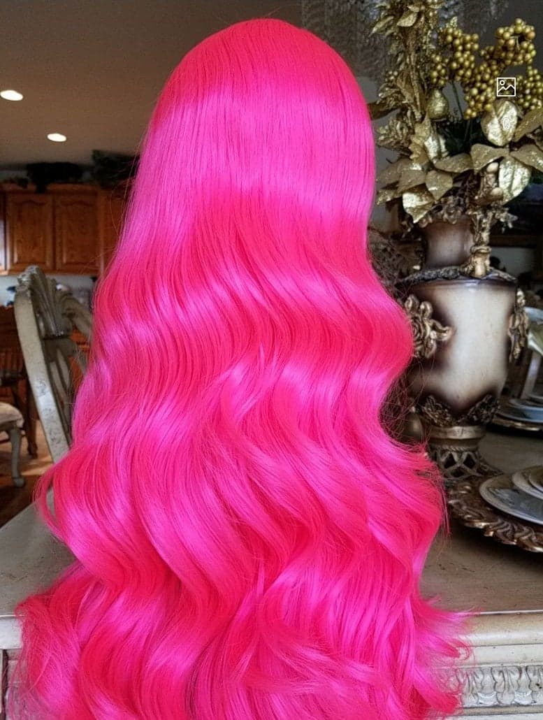 Hot Pink Beauty Wavy Lace Front Wig - Thumbnail 6