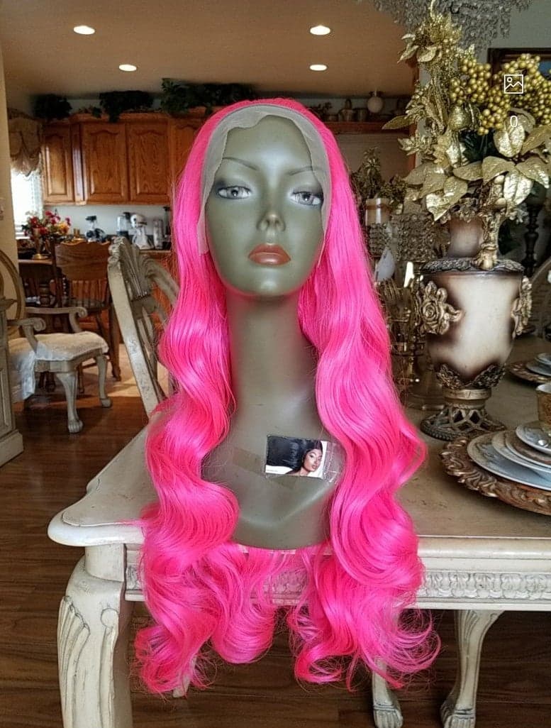 Hot Pink Beauty Wavy Lace Front Wig - Thumbnail 9