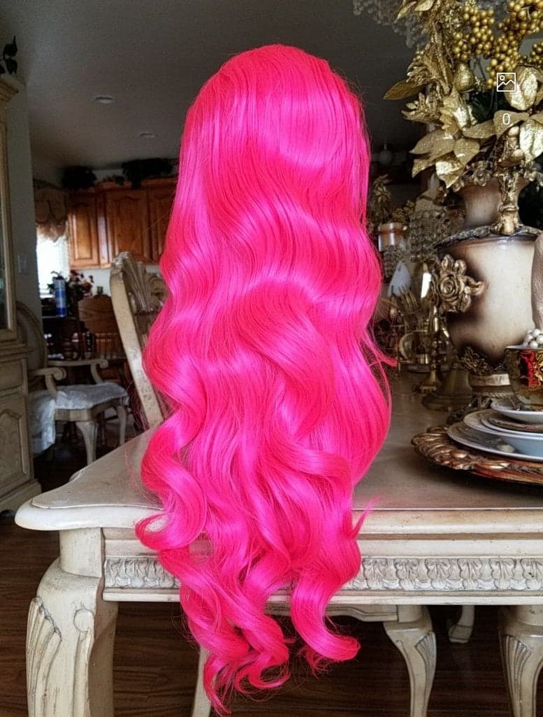 Hot Pink Beauty Wavy Lace Front Wig - Thumbnail 11