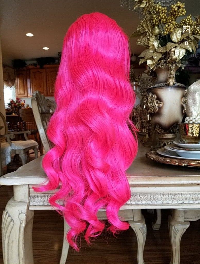 Hot Pink Beauty Wavy Lace Front Wig - Thumbnail 2