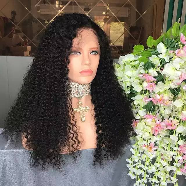 Black Curly// Human Hair/ Lace Front Wigs// Beautiful// Curly// Brazilian Remy//Wig//Glueless// Lacewig - Black Curly / 14 - Thumbnail 5