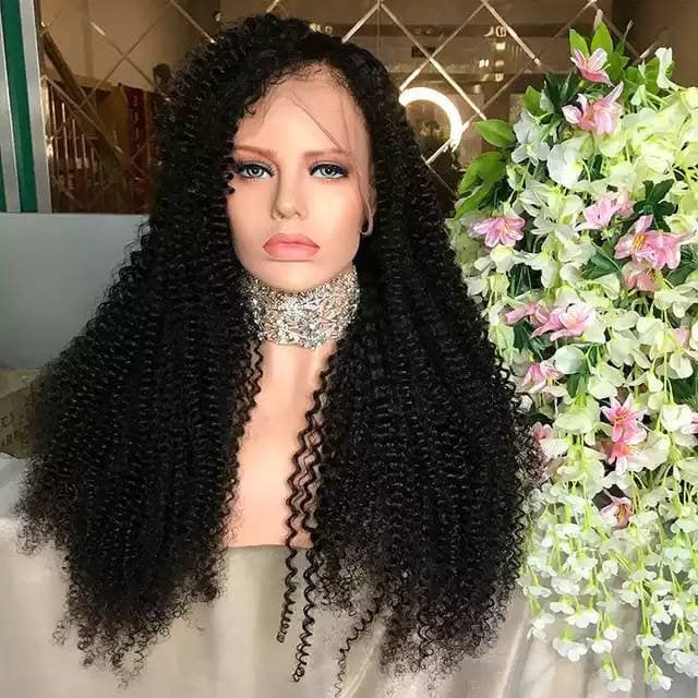 Black Curly// Human Hair/ Lace Front Wigs// Beautiful// Curly// Brazilian Remy//Wig//Glueless// Lacewig - Black Curly / 20 - Thumbnail 4