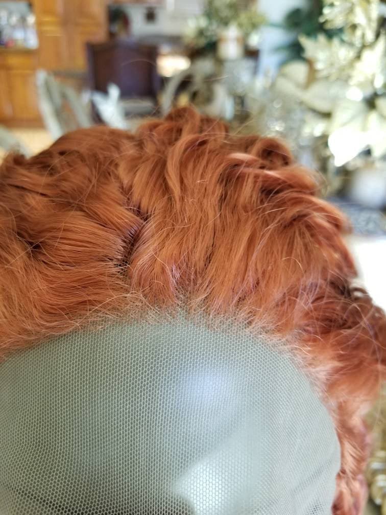 Copper Red Beauty Curly Waves Lace Front Wig - Copper Red - Thumbnail 4