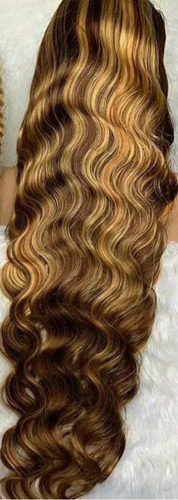 Brown Blonde Wave BeautyWig// Human Hair/ Lace Front Wigs// Beautiful//Stunning// Brazilian Remy//Wig//Glueless/ Wave//Natural//30-35 inches - Black / 30-36 - Thumbnail 2