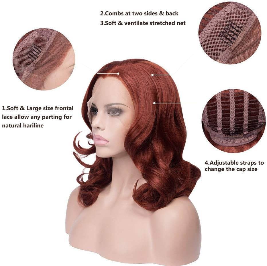 Auburn Red// Beauty Waves//Lace Front Wig//Ginger - Auburn - Thumbnail 3