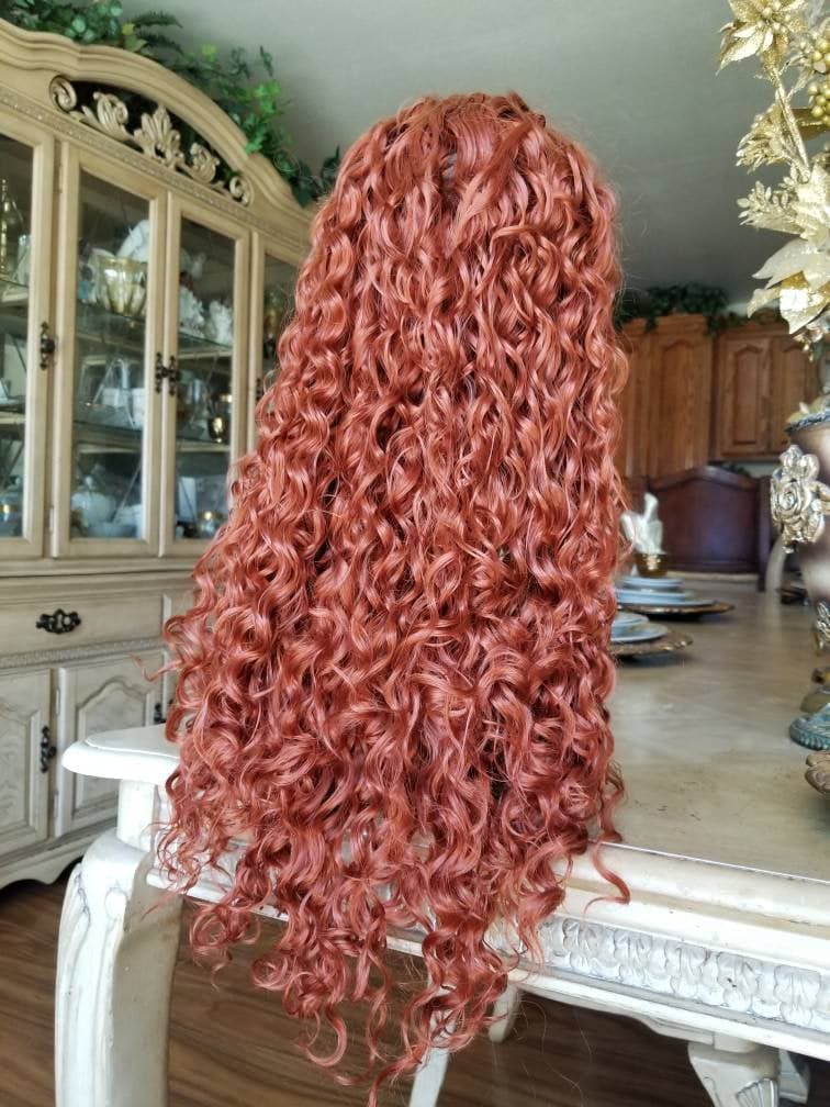 Copper Red Beauty Curly Waves Lace Front Wig - Copper Red - Thumbnail 3