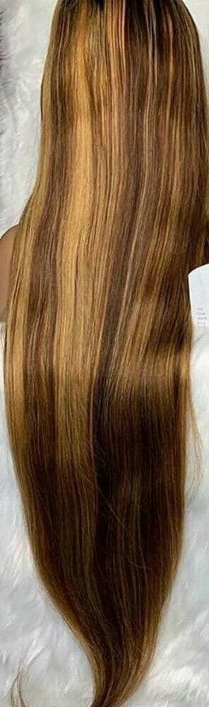 Brown Blonde Wave BeautyWig// Human Hair/ Lace Front Wigs// Beautiful//Stunning// Brazilian Remy//Wig//Glueless/ Wave//Natural//30-35 inches - Black / 30-36 - Thumbnail 4