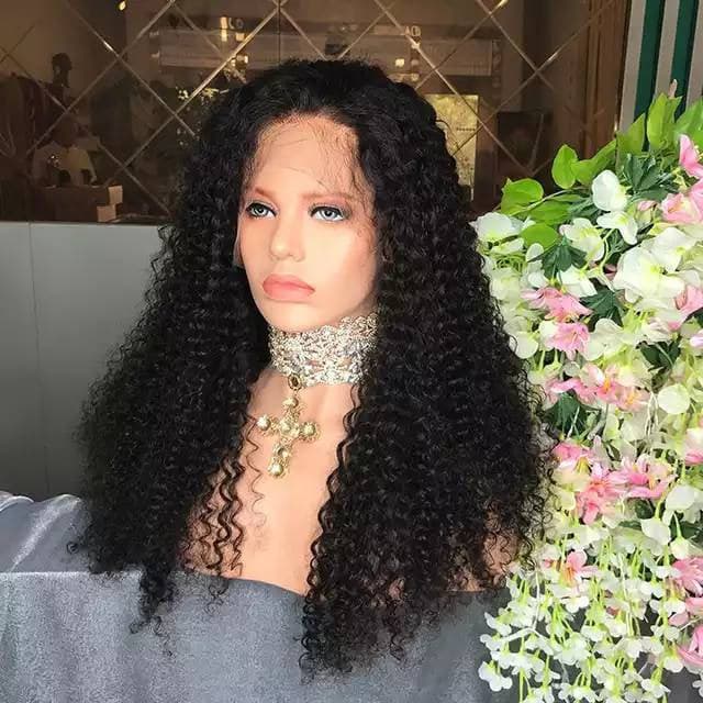 Black Curly// Human Hair/ Lace Front Wigs// Beautiful// Curly// Brazilian Remy//Wig//Glueless// Lacewig - Black Curly / 10 - Thumbnail 2