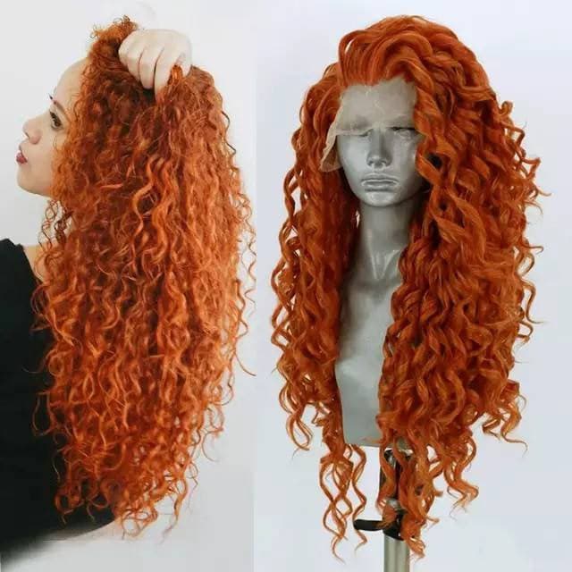 Copper Red Beauty Curly Waves Lace Front Wig - Copper Red - Thumbnail 5