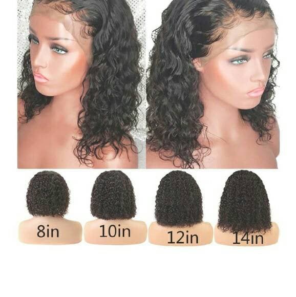 Black Curly// Human Hair/ Lace Front Wigs// Beautiful// Curly// Brazilian Remy//Wig//Glueless// Lacewig//Water Wave//Natural - Black / 10 - Thumbnail 3