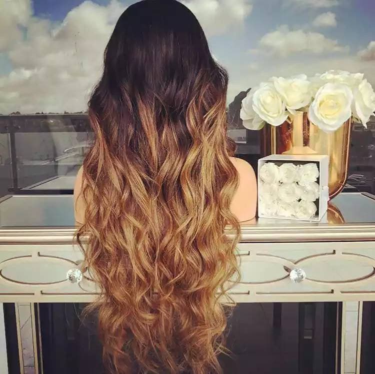 Balayage Ombre Human Hair Lace Front Wigs Medium Brown Roots to Golden Brown with Dark Blonde Wavy Brazilian Remy Wig Glueless Lacewig - Ombre Black Brown / 22 - Thumbnail 3