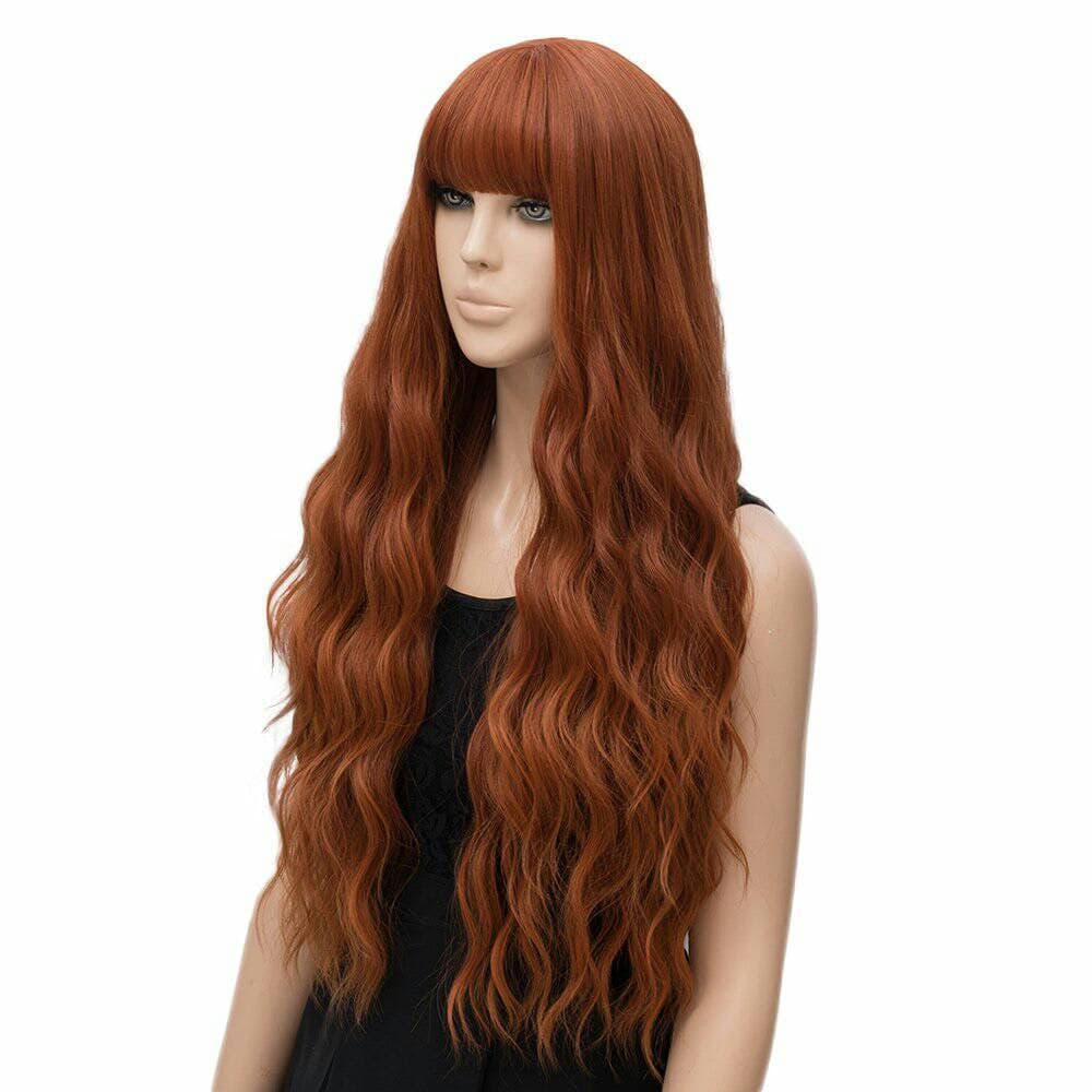 Copper Red// Wigs for Women//Wig//Bangs// Wavy Wigs//Long Hair// Costume//Auburn Red - Copper Red Auburn - Thumbnail 4