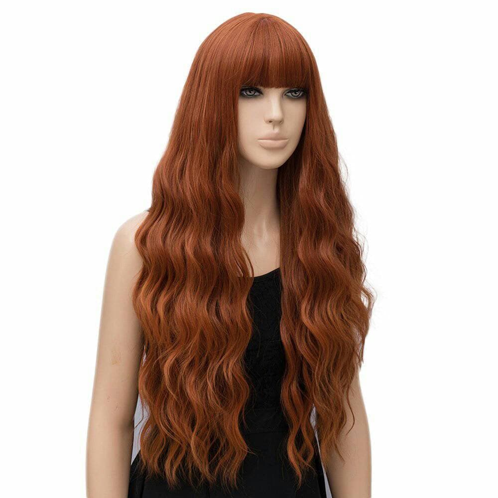 Copper Red// Wigs for Women//Wig//Bangs// Wavy Wigs//Long Hair// Costume//Auburn Red - Copper Red Auburn - Thumbnail 3